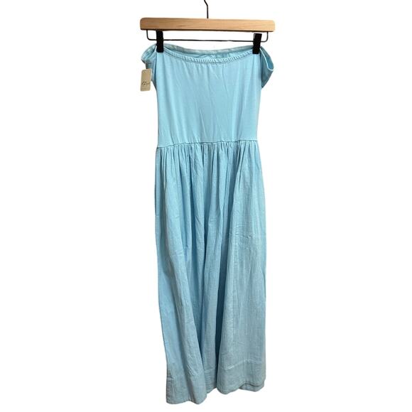 Free People Onda Drop Waist Tube Midi Dress Size Medium Light Blue - Picture 4 of 11
